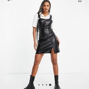 ASOS faux leather overall dress NWT
